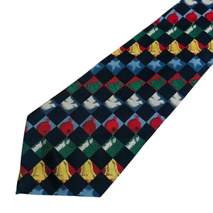 American Greetings Tie Men’s All Silk Christmas - Bell, Candle, Dove, Tree, Star - Picture 1 of 8