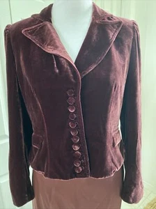 Blazer J. Peterman Wine 11 botones terciopelo/seda 10 ¡Como nuevo! - Imagen 1 de 6