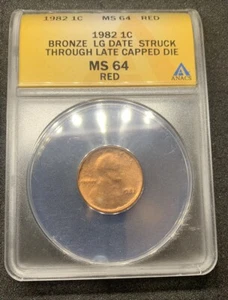 1982 1C BRONZE LG DATE STRUCK THROUGH LATE CAPPED DIE MS 64 RED Anacs - Picture 1 of 8