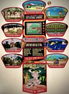 BSA SENECA WATERWAYS OA 95 2023 JAMBOREE 12 PARCHES JUEGO DE VIDEOJUEGOS SIN CORTAR 125 HECHO! - Imagen 1 de 2