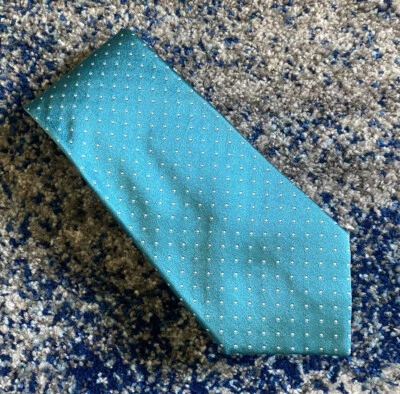 Corbata Ralph Lauren Etiqueta Púrpura Aqua Blanco Lunares Seda Italiana Foto 1 de 4