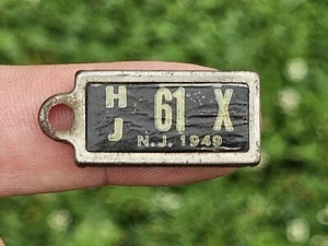 Old New Jersey 1949 N.J Mini Black License Plate Key Chain Tag Disabled Veterans - Picture 1 of 6