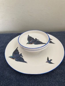 Servizio piatti antichi Victoria Austria modello BLUE BIRD 2 livelli con piedini - Foto 1 di 5