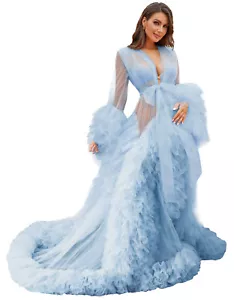 2024 Mesh Maternity Dress For Photoshoot Blush Tulle Maternity Baby Shower Dress - Picture 1 of 23