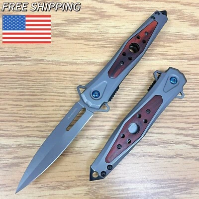Тактический складной карманный нож 9 дюймов с пружинным быстросъемным лезвием EDC - Изображение 1 из 4