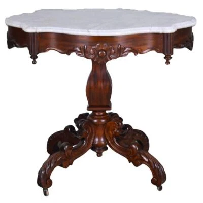 Antiguo soporte de salón victoriano muy tallado de mármol superior de tortuga #22053 Foto 1 de 4