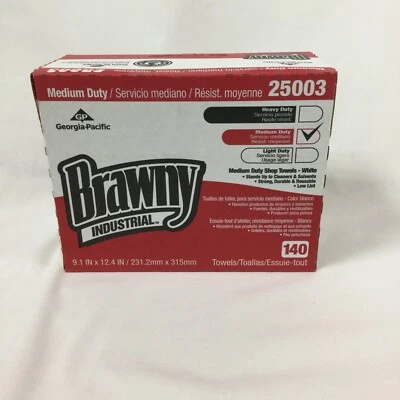 Brawny Industrial Medium Duty White Towels 25003, 140 Ct, 9.1 x 12.4 in - Image 1 of 4