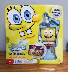 SpongeBob SquarePants Hangman Game in Tin Box w/ Bonus Puzzle 2010 Complete