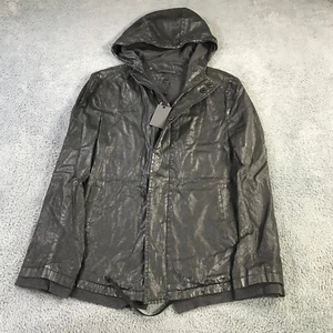 John Varvatos Jacket Mens 48 Full Zip Waxed Cotton Hoodie Drawstring $ 1698 a342 - Picture 1 of 15