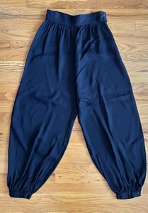CLYDE Pants Women 6 Sm/ Med Black VTG 80s Chic Parachute Pants Minimal Wide Leg - Picture 1 of 15
