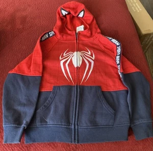 Marvel Spiderman Boys Hooded Zip Jacket Red Blue Embroidered Size 6 - Picture 1 of 3