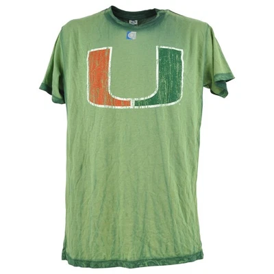 Camiseta Camiseta Hombre NCAA Miami Hurricanes Manga Corta Envejecida Verde Lavado Foto 1 de 3