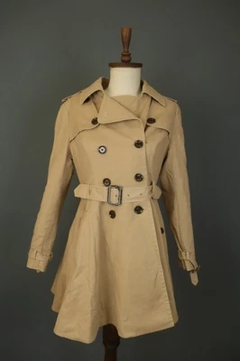 TED BAKER Melocotón Doble Pecho Cinturón Cintura Cuello Trench Coat Chaqueta Talla 3 Foto 1 de 4