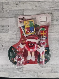 NEW Vintage y2k M &M Sealed Stocking Set 2001 Christmas Playing Cards Plush Toy - Picture 1 of 7