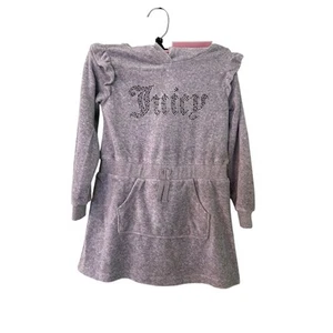 NWT Juicy Couture girls size 4T Velour Hooded Dress Medium Gray Heather MSRP $55 - Picture 1 of 4