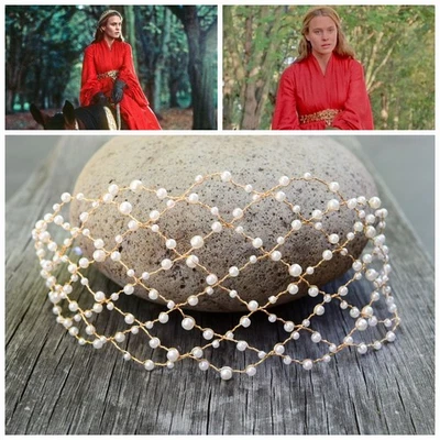 Princess Bride Buttercup Gold Wire Pearl Headband Red Dress Cosplay Costume - Image 1 of 4