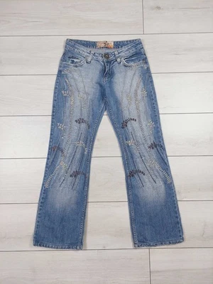 Vaqueros John Galliano vintage azules con bordados y rasguños, talla 27 Foto 1 de 4