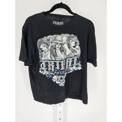 Camiseta Y2K Tribal Para Hombre Negra Algodón Estampado Gráfico Manga Corta Cuello Redondo Talla L Foto 1 de 4