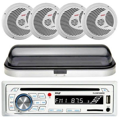 Reproductor de entrada de CD USB para motocicleta al aire libre marino con cubierta y altavoces de 4 x 6,5"-blanco Foto 1 de 4