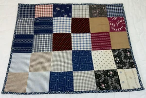 Patchwork Quilt Table Topper Or Doll Crib Quilt, Four Patch, Early Calico Prints - Picture 1 of 14
