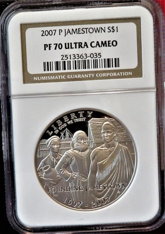 2007 p jamestown $1 ngc PR70UCAM w/Jamestown postmarked stamp Cover