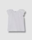46 $ Mayoral Baby Girl's White Eyelet Ruffle Top z krótkim rękawem T-shirt Rozmiar 5T