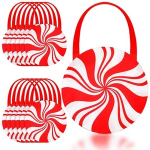 12 PCS Christmas Candy Gift Bags Reusable Non-Woven Xmas Treat Bags Red White - Picture 1 of 7