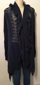 Soft Surroundings Topper Navy Blue Open Front w/cashmere S EUC - Picture 1 of 8