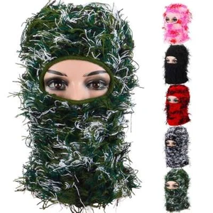 Mens Womens Knitted Balaclava Face Mask Distressed Balaclava Ski Mask Headwear - Picture 1 of 16