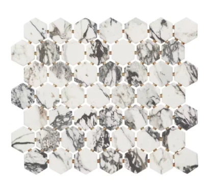 Daltile Lamora Capri 12in x 10in Glazed Ceramic Hexagon Mosaic Tile 9.72 sqft - Image 1 of 4