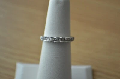 0.10ct White Diamond Band Ring Rhodium Plated over Sterling Silver Size 5 - Image 1 of 4