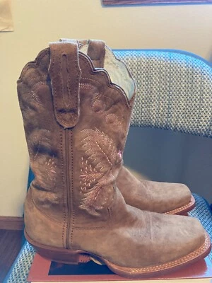 Bota para mujer Stetson Western cuero gamuza marrón camel 71/2 - nunca usada Foto 1 de 4