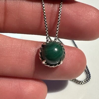 "Collar colgante David Yurman 925 S. plata Chatelaine con malaquita 16-17""" Foto 1 de 4