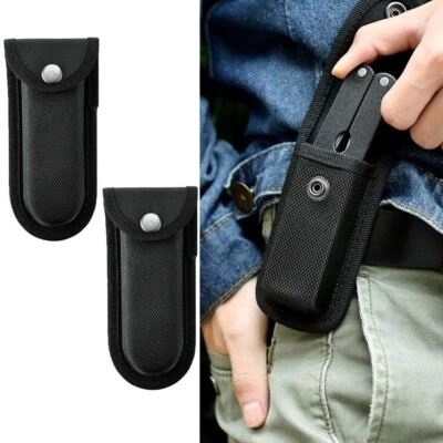 2Pcs NEW Hard Boxed Reinforced Nylon Belt Sheath for 5" Folding Knife Black USA Foto 1 de 4
