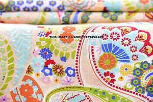 5/10 Yard Hand Block Print Fabric Indian 100% Cotton Beige Paisley Print Fabric