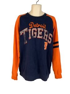 MLB Genuine Merchandise Detroit Tigers Blue/Orange XL Sweatshirt Vintage Raglan