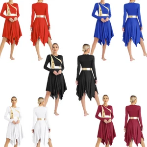Womens Dancewear Metallic Costume Cosplay Dress Irregular Round Neck Praise - Picture 1 of 66