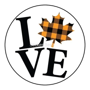 Fall Love Plaid Leaf 1 Sticker Decal Junk Journal Scrapbook Card Making Crafts - Picture 1 of 1