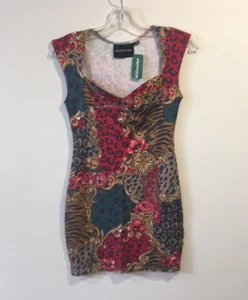 Sexy Mini Vestido ROSA VISÓN Multicolor Escote Corazón Talla PEQUEÑO  - Imagen 1 de 10