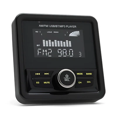 MP3 Boat Radio Stereo Marine Radio 3inch Display Media Video Player Waterproof - Image 1 of 4