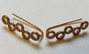 Meher's Jewelry 10k Oro Rosa 0.31ctw Diamante Blanco Círculos Oreja Climber Pendiente - Imagen 1 de 3