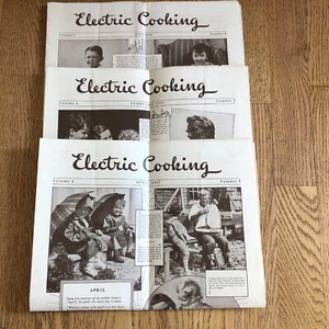 RARE Lot 3 Vtg 30s Detroit Edison Electric Cooking Fold Out Brochure Newspaper - Picture 1 of 7