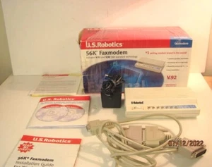 US Robotics 56k V.90 externes Daten Faxmodem mit seriellem Kabel und Adapter - Bild 1 von 12