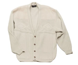 NEW Guy De Berac Sz 6 XXL Men's Button-down V-neck Cardigan Sweater Wool Beige - Picture 1 of 4