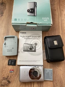 Canon IXUS 105 Digital Camera 12.1MP Silver with Box, Charger, Case & Manual - Picture 1 of 13