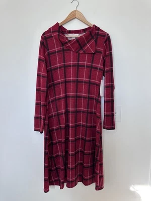 Vestido Christopher & Banks para mujer mediano rojo negro a cuadros manga larga Hacci Foto 1 de 4