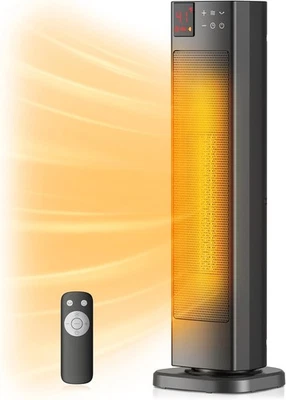 PELONIS Oscillating Ceramic Tower Indoor Space Heater for Home with Black  - Image 1 of 4