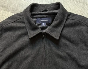 Vintage Structure Jacket Mens Extra XL Dark Gray Wool Zip Mackinaw Cruiser - Picture 1 of 14