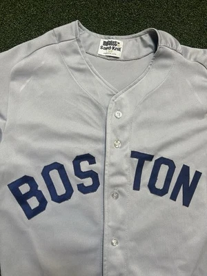 Vintage Boston Red Sox Jersey 80s Sand Knit Grey Blue Size 38 Small Made In USA - Image 1 of 4