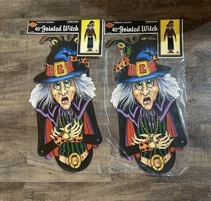 Vintage Beistle Halloween Lot Witch 40” Jointed Die Cut NOS - Picture 1 of 6